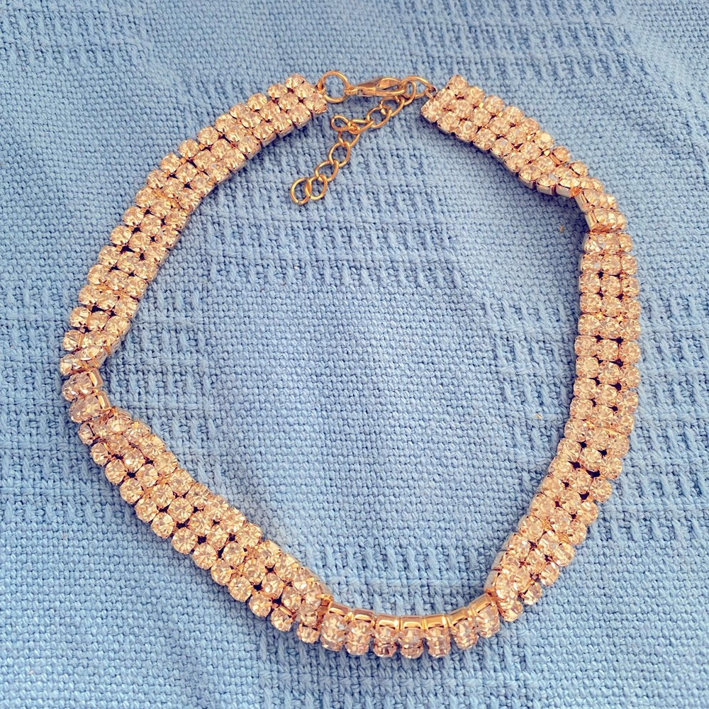 Rhinestone choker necklace. Unused .